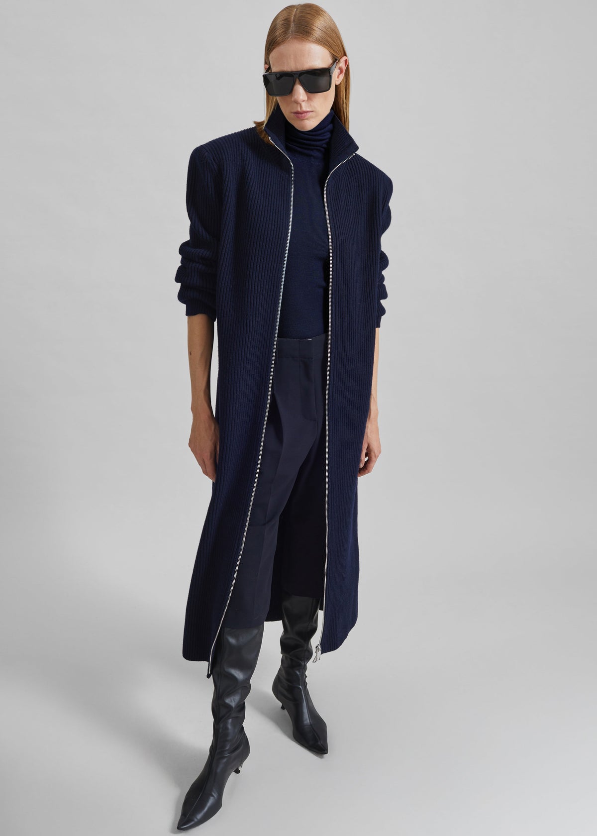 Nolia Knit Long Cardigan Dress - Navy – view 3 of 8