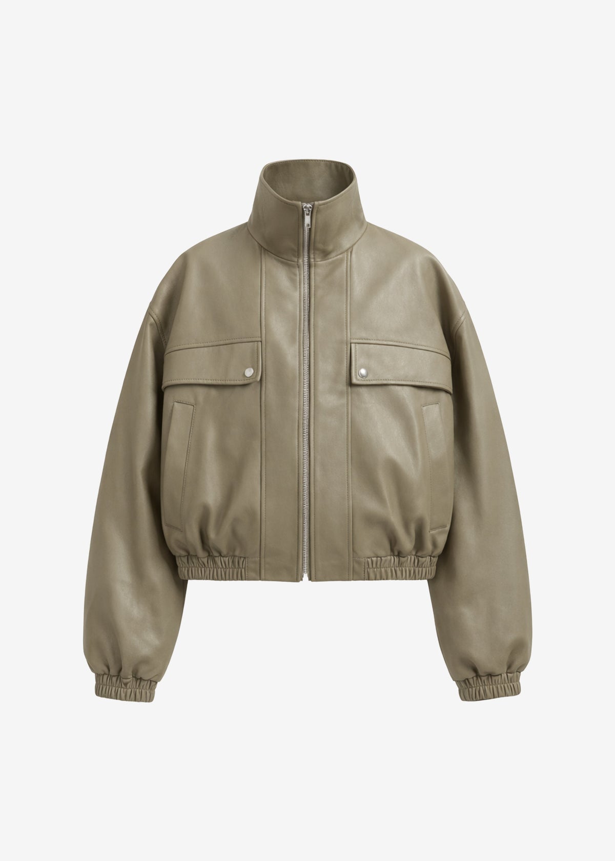 Nolita Faux Leather Bomber Jacket - Sage – view 8 of 8
