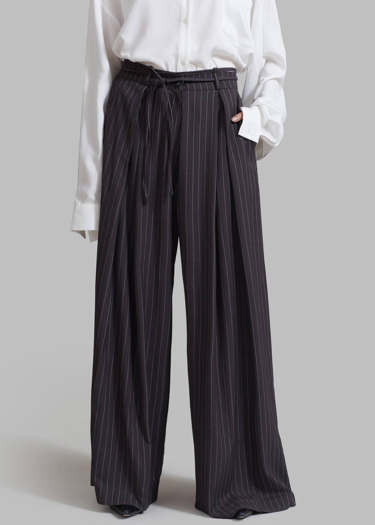 Noor Wide Pants - Grey Pinstripe – view 3 of 12