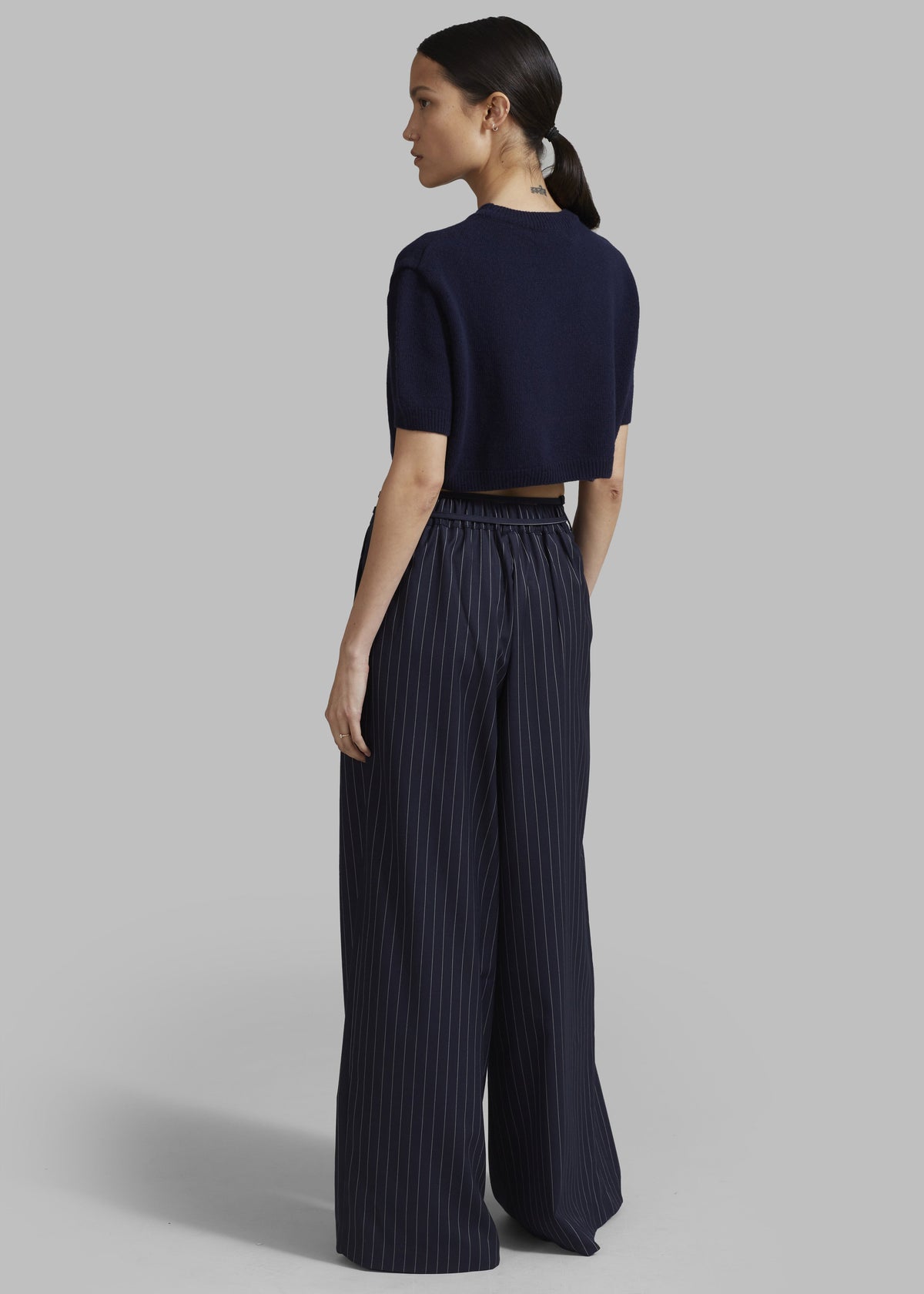 Noor Wide Pants - Navy Pinstripe – view 9 of 10