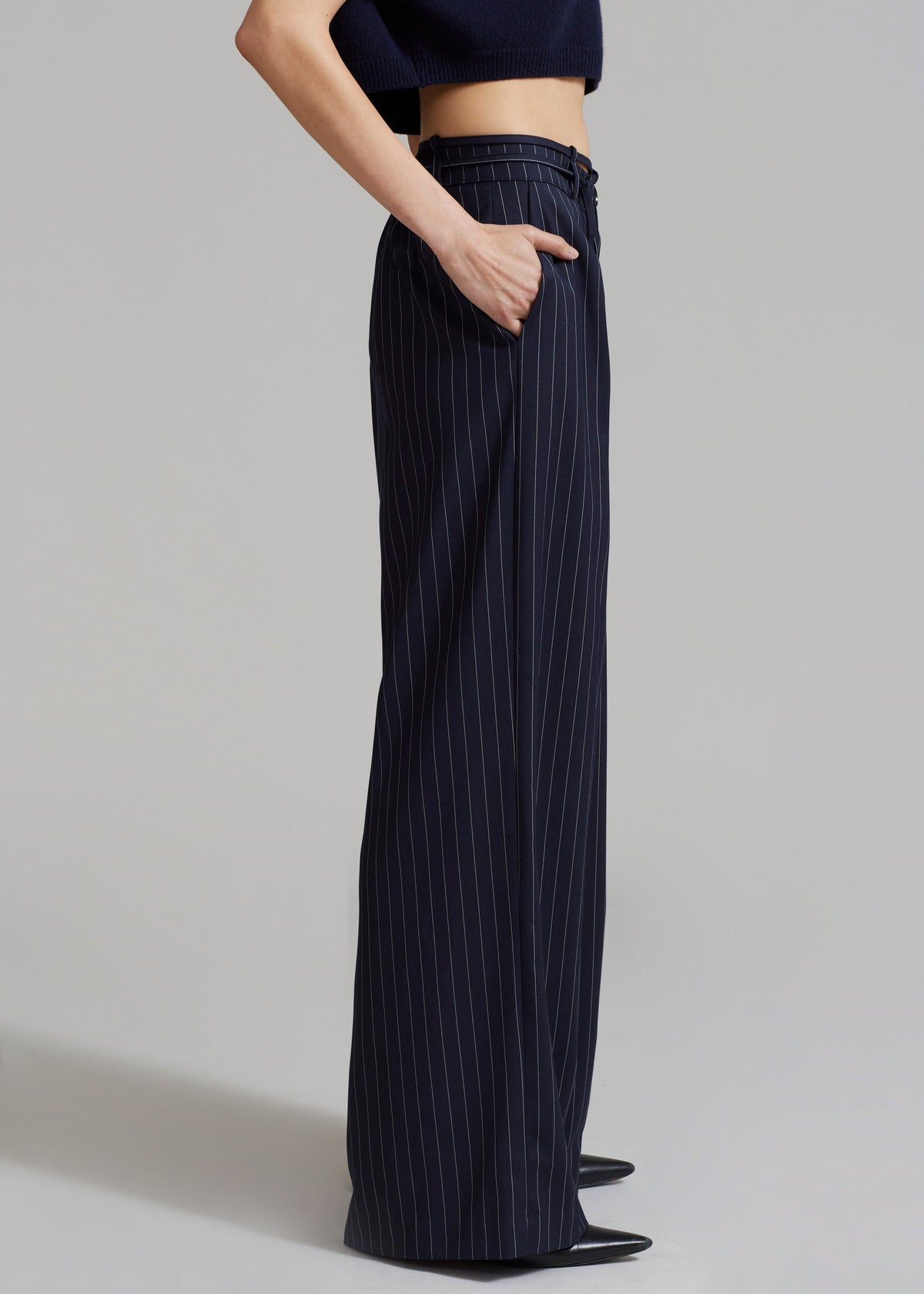 Noor Wide Pants - Navy Pinstripe – view 7 of 10