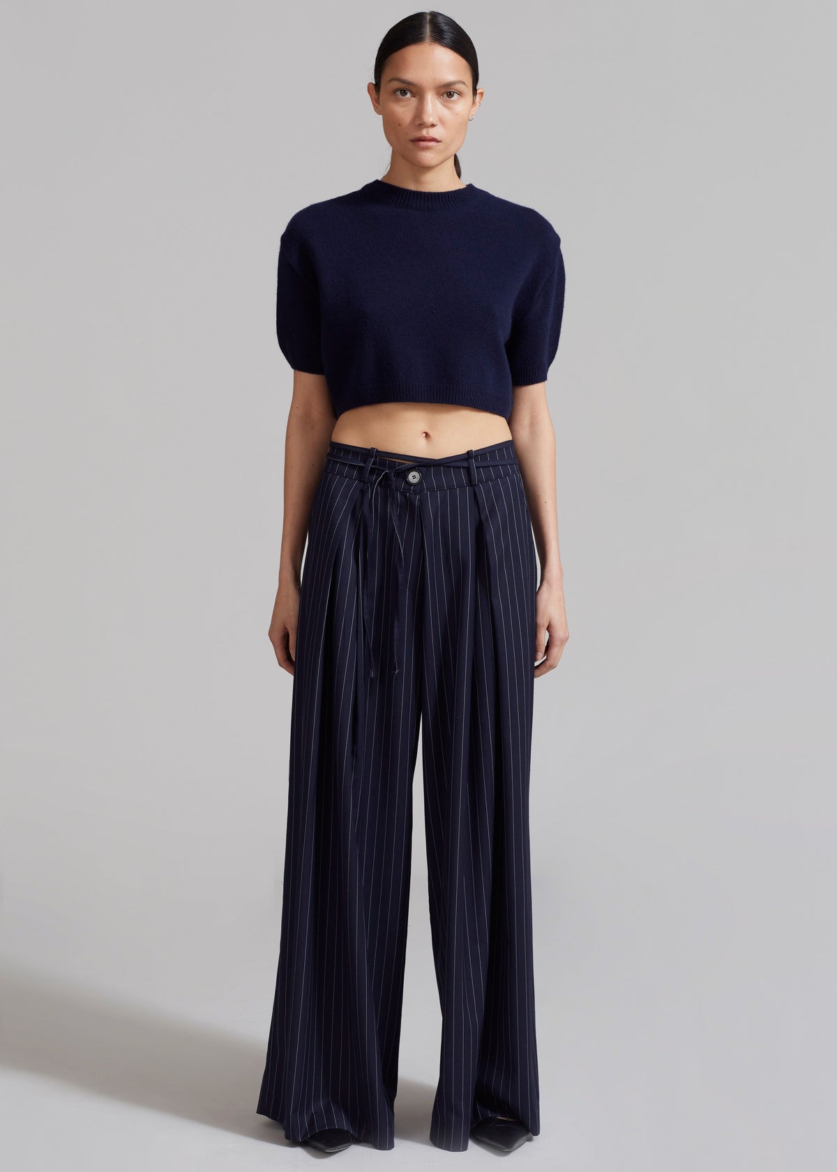 Noor Wide Pants - Navy Pinstripe – view 8 of 10