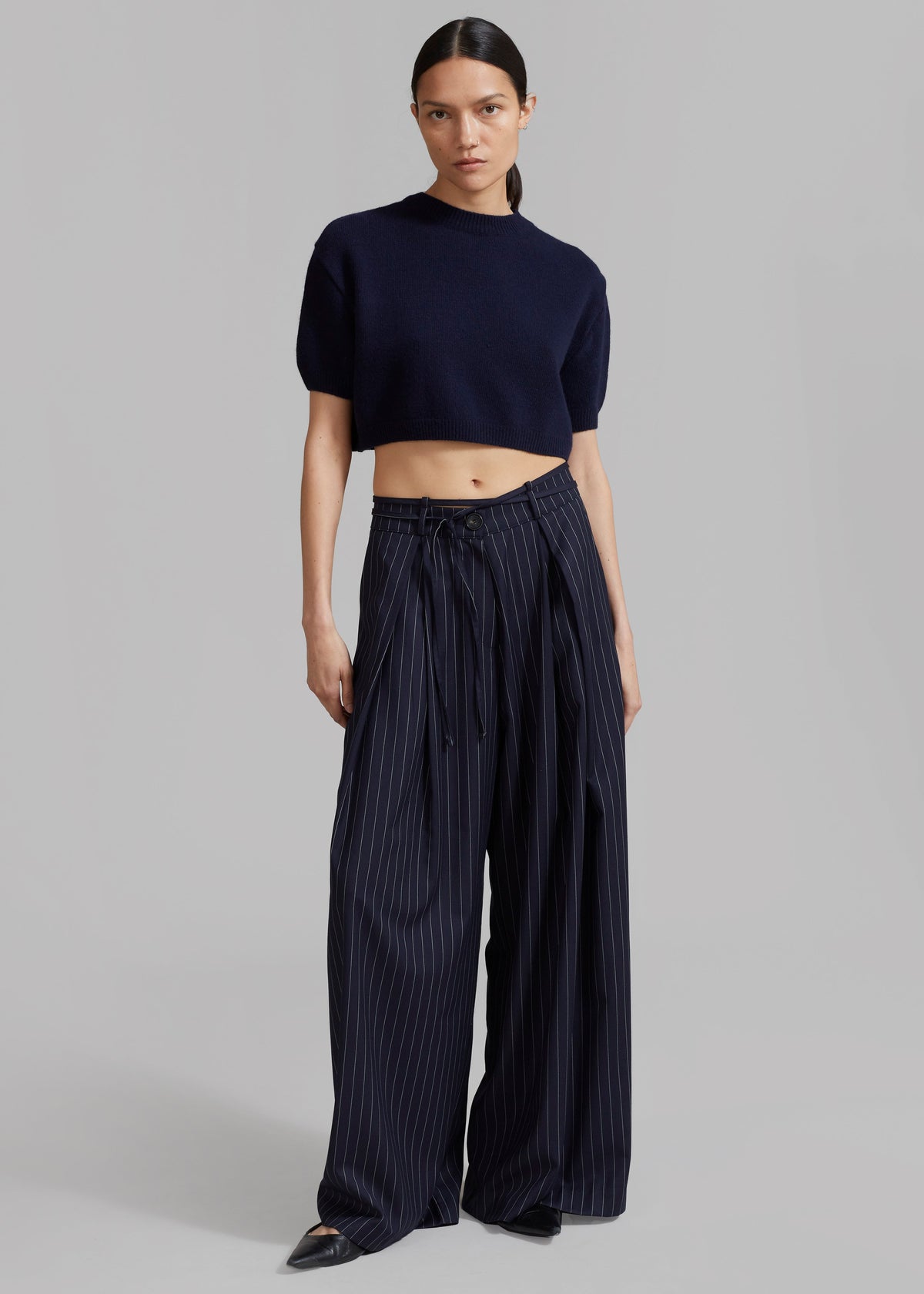 Noor Wide Pants - Navy Pinstripe – view 3 of 10