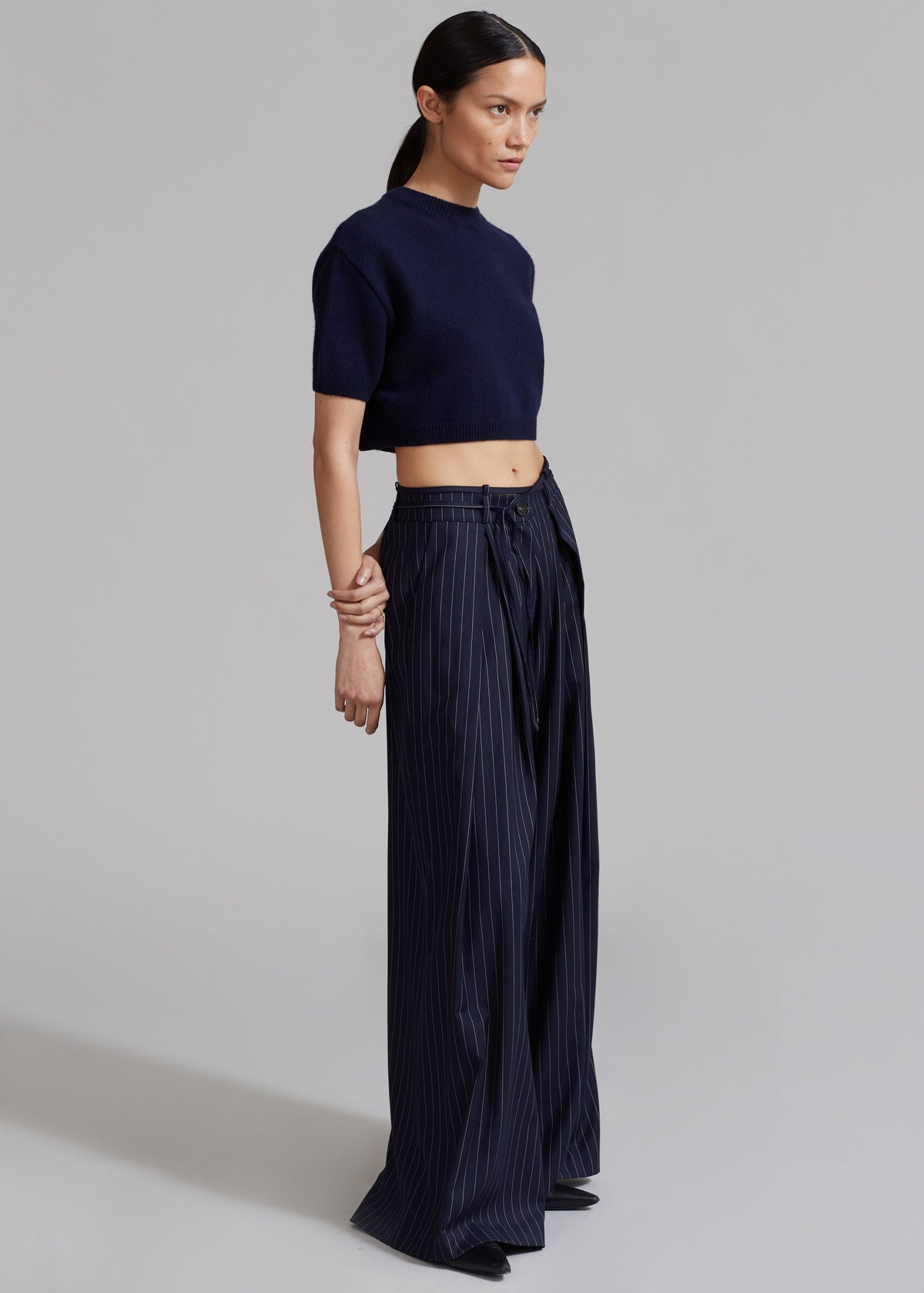 Noor Wide Pants - Navy Pinstripe – view 6 of 10