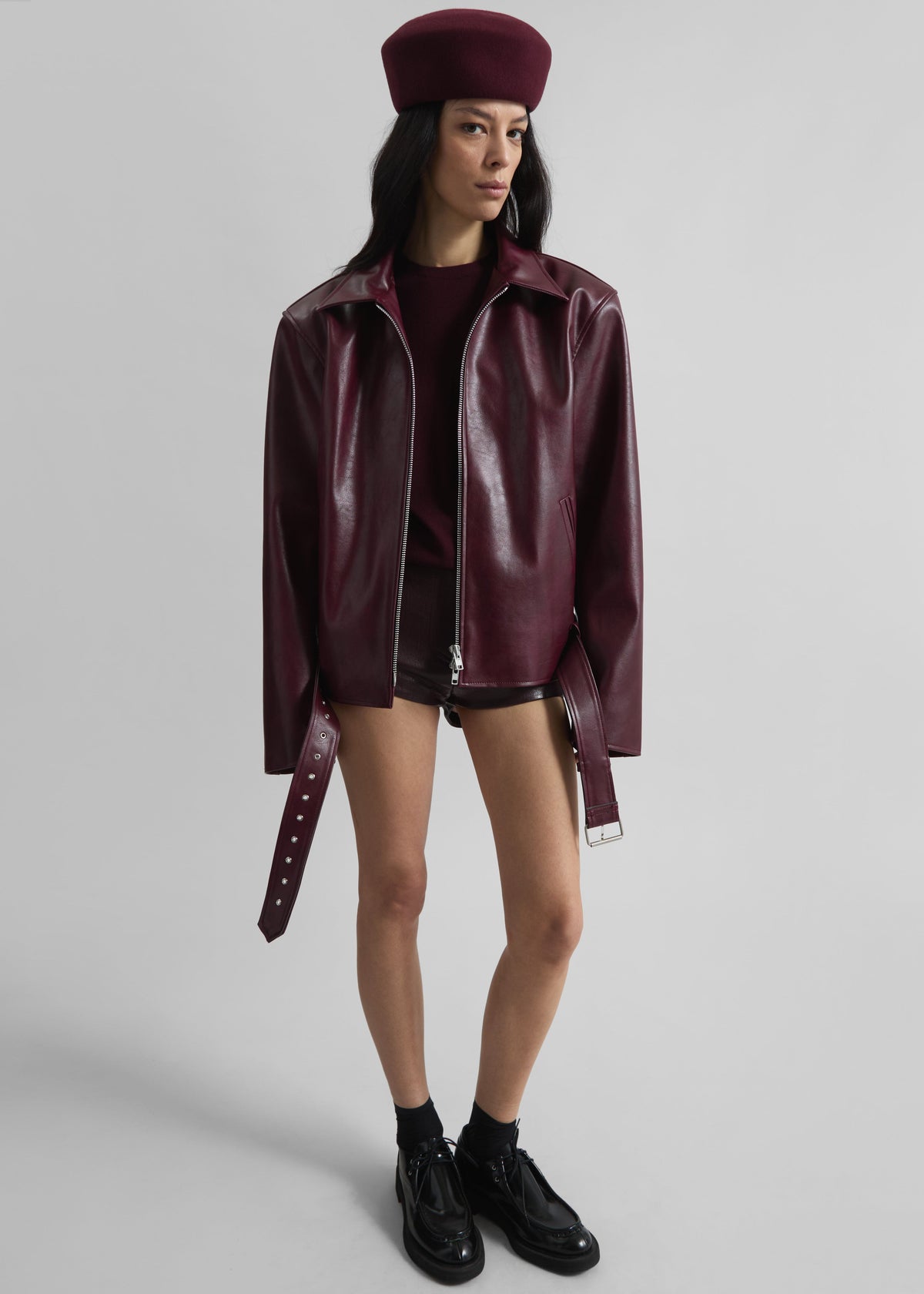Norbury Faux Leather Jacket - Burgundy – view 5 of 13