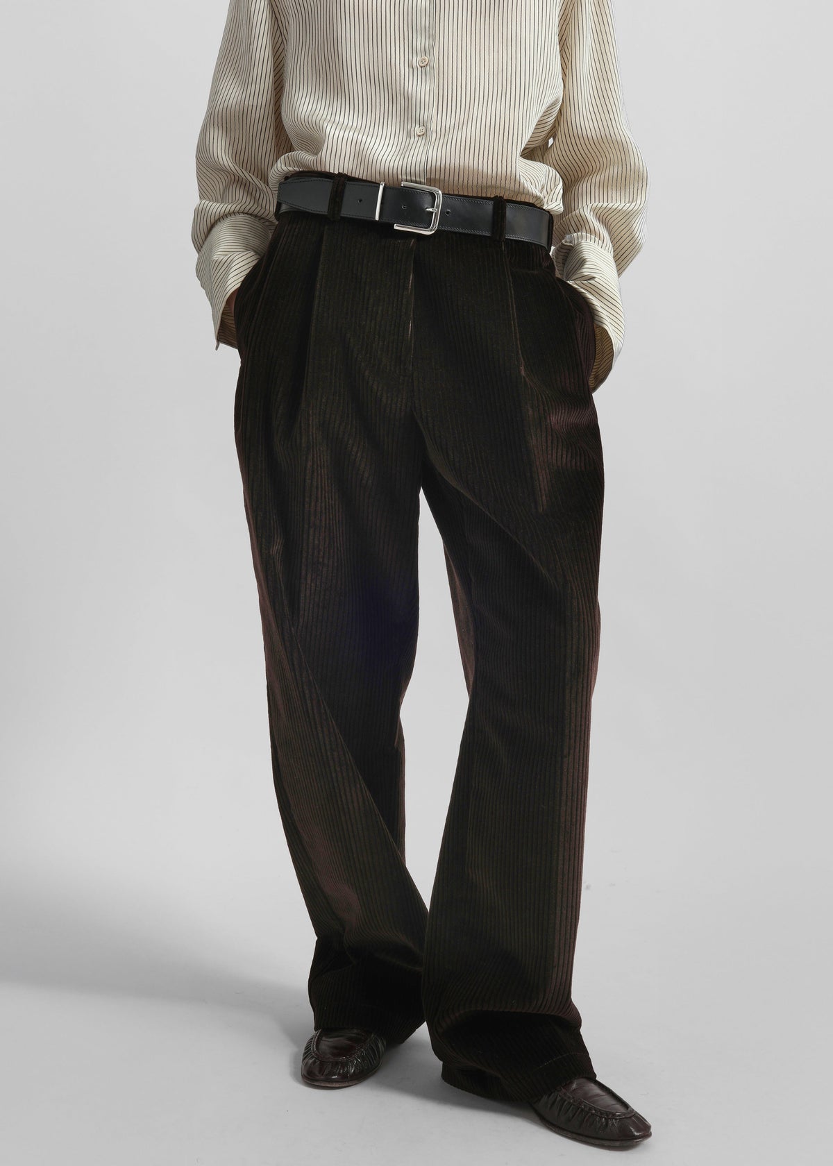 Norstrand Pleated Corduroy Trousers - Dark Brown – view 1 of 6