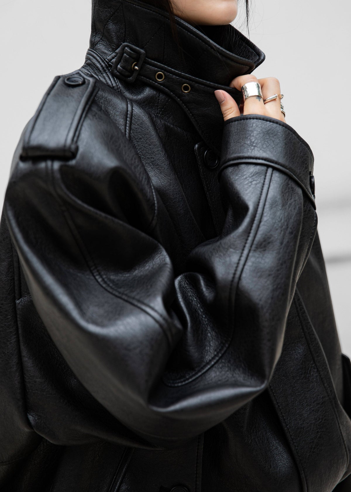 Nyland Faux Leather Padded Jacket - Black – view 11 of 13