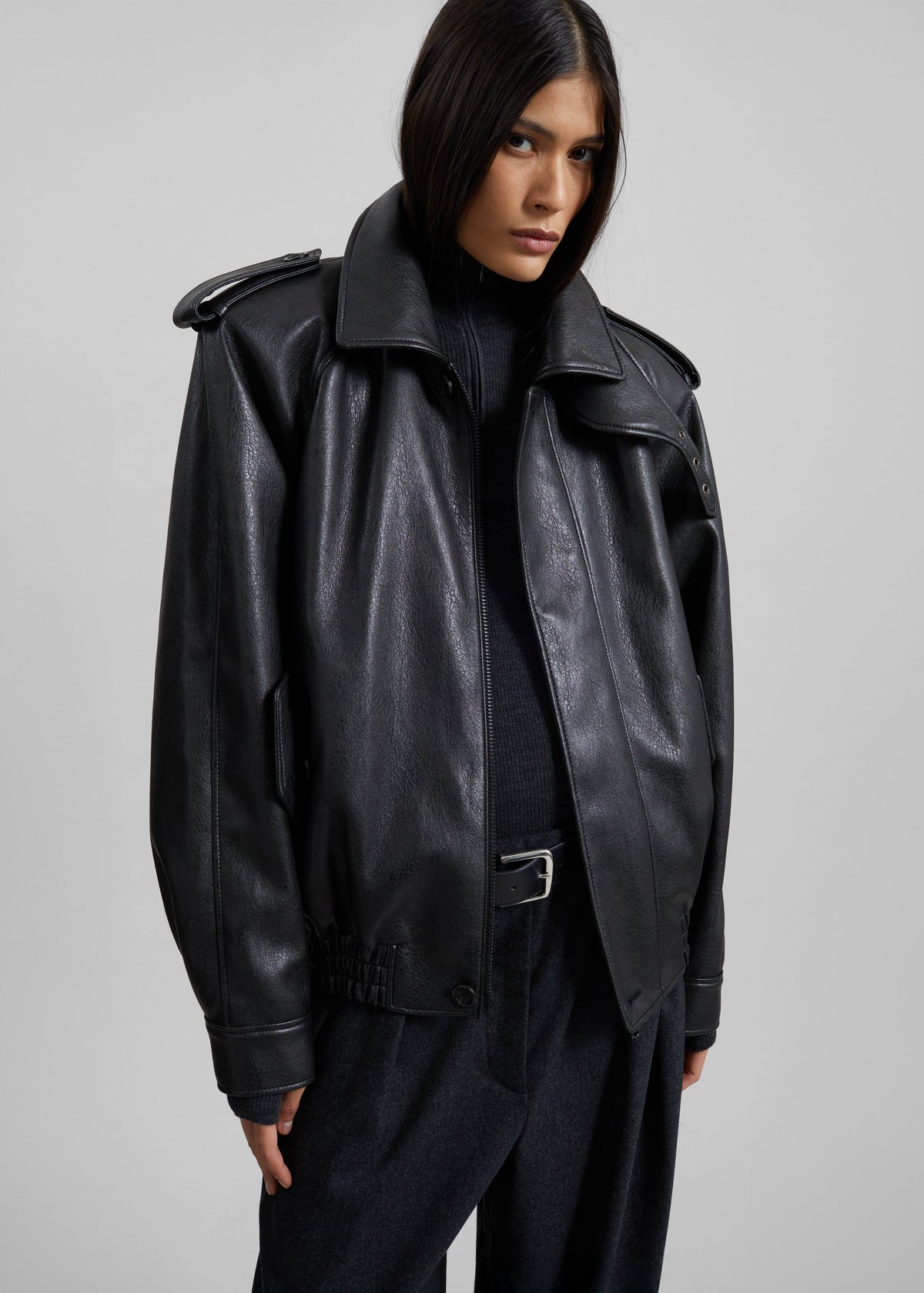 Nyland Faux Leather Padded Jacket - Black – view 1 of 13
