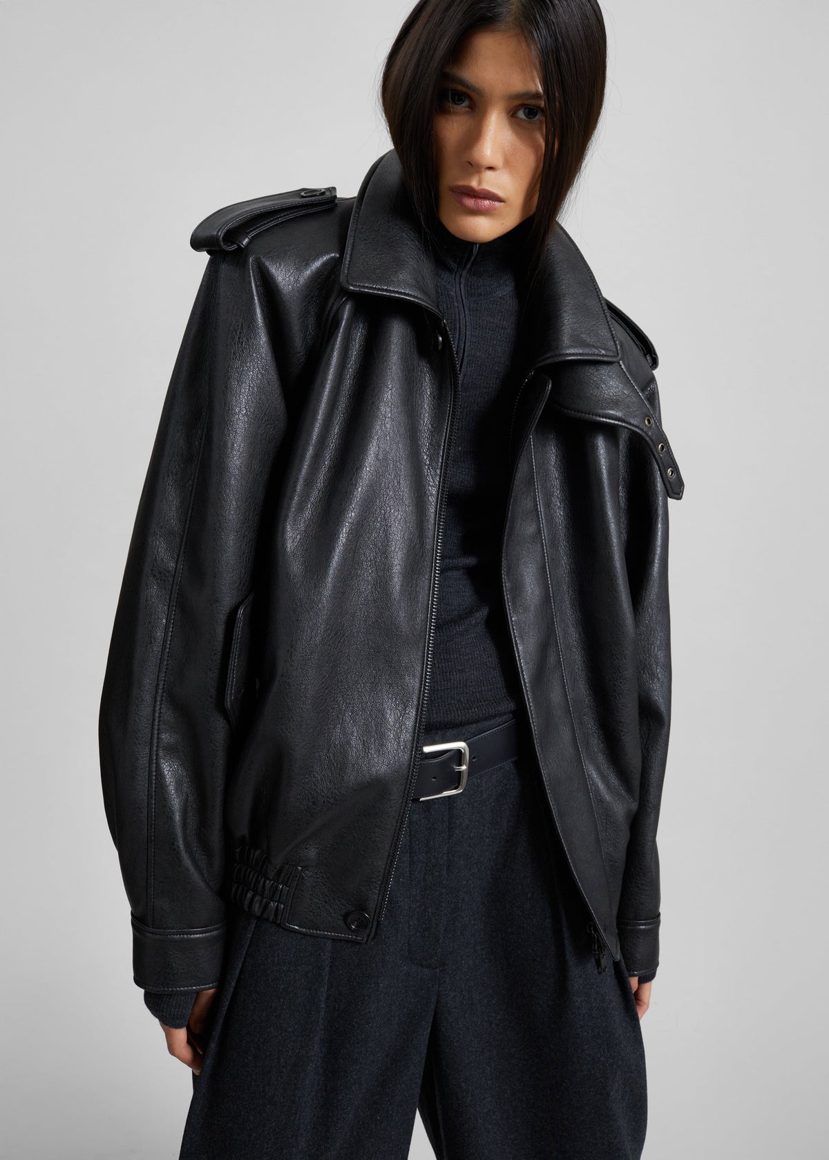 Nyland Faux Leather Padded Jacket - Black – view 8 of 13