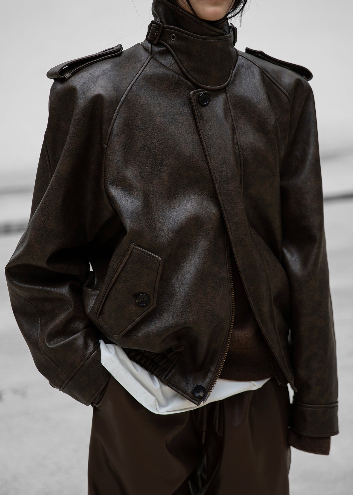 Nyland Faux Leather Padded Jacket - Brown – view 3 of 12