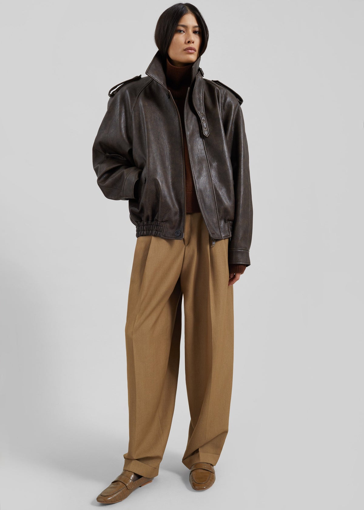 Nyland Faux Leather Padded Jacket - Brown – view 4 of 12