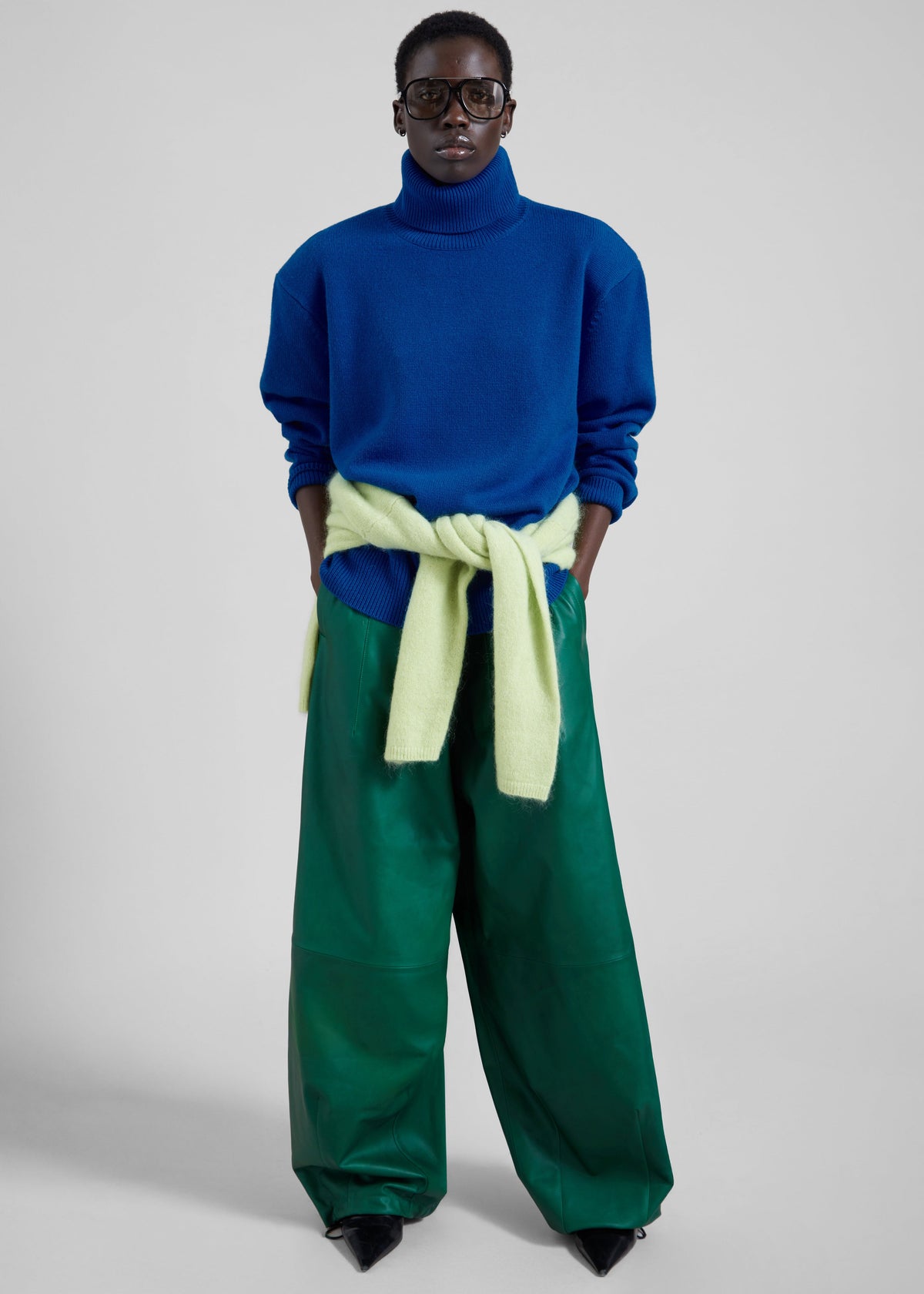 Oakdale Leather Track Pants - Green – view 1 of 5