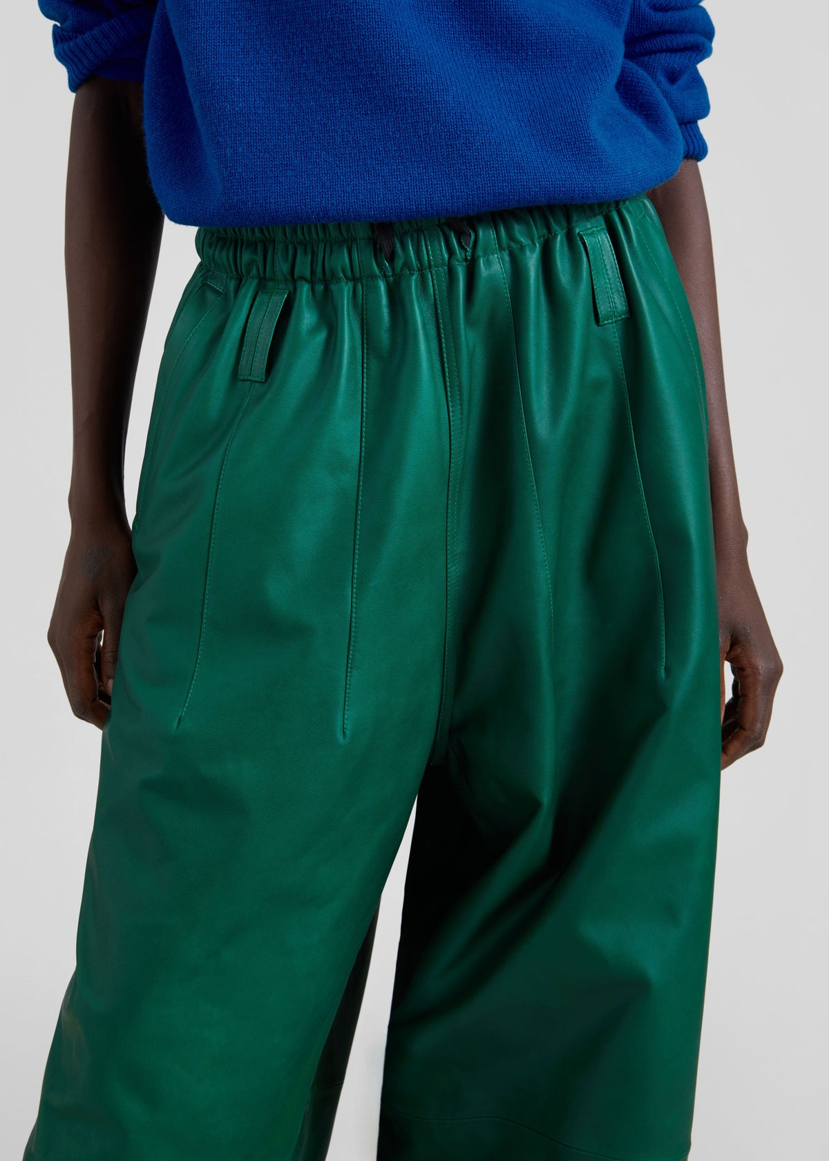 Oakdale Leather Track Pants - Green – view 3 of 5