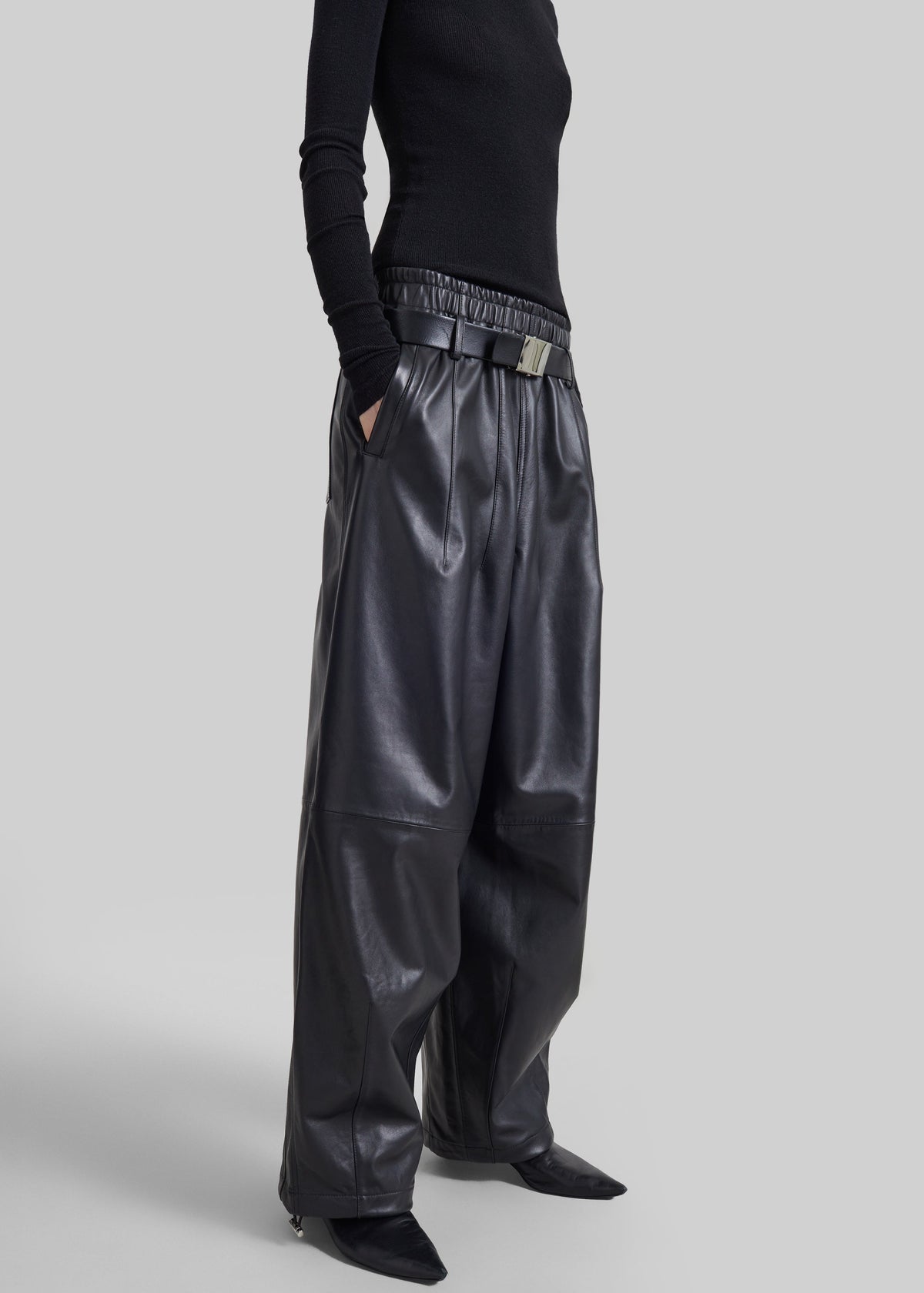 Oakdale Leather Track Pants - Black – view 3 of 8