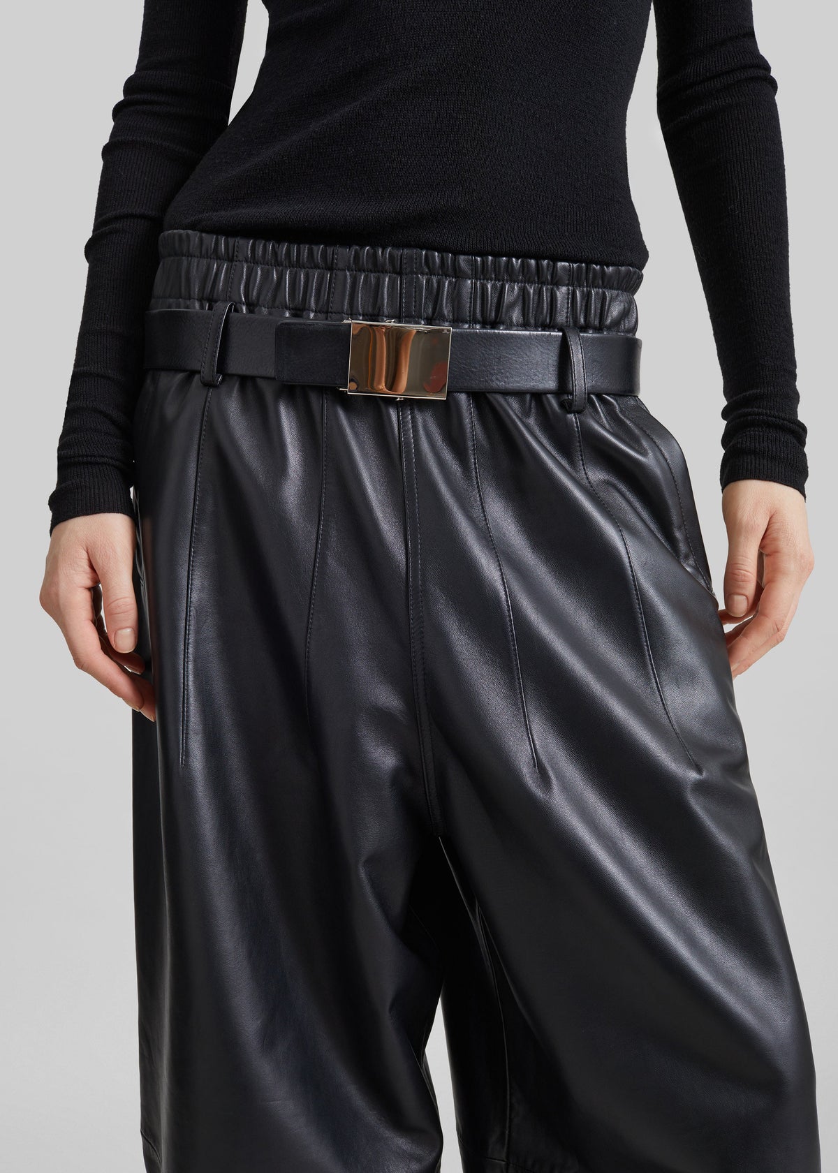 Oakdale Leather Track Pants - Black – view 2 of 8