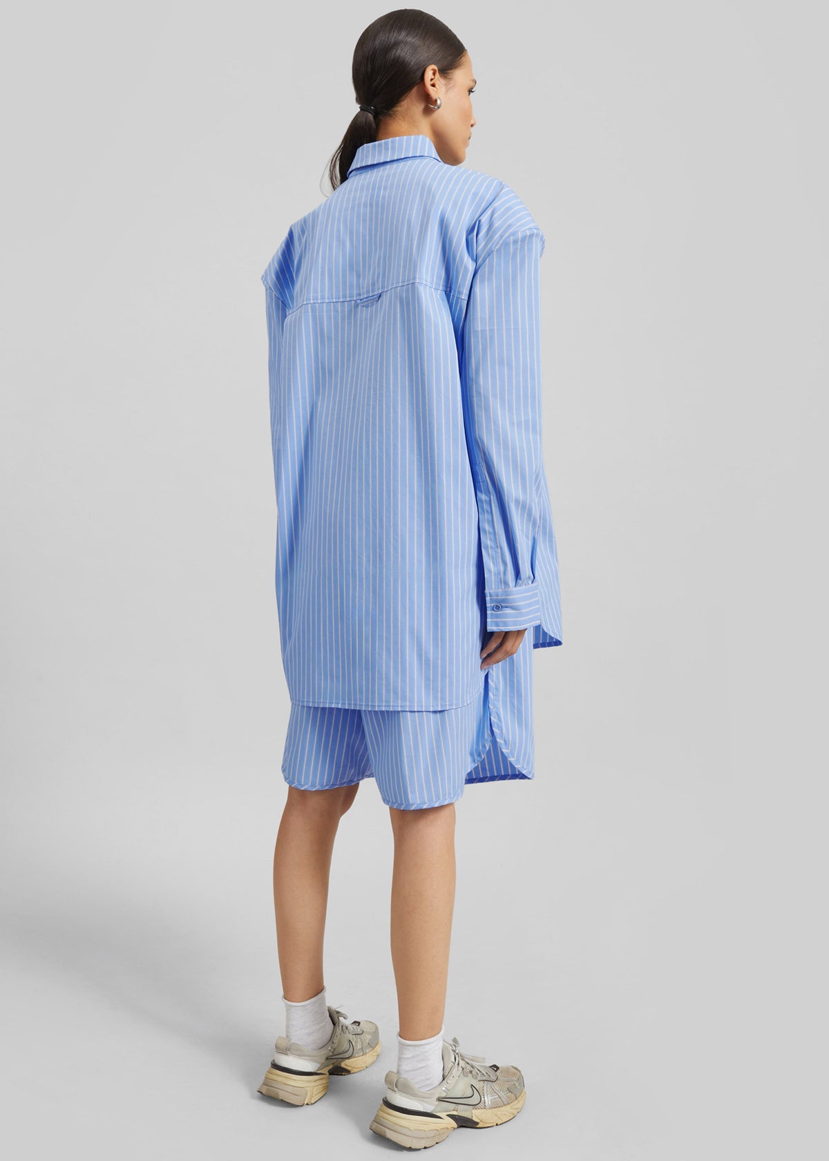 Oana Cotton Padded Shirt - Blue/White Stripe – view 9 of 10