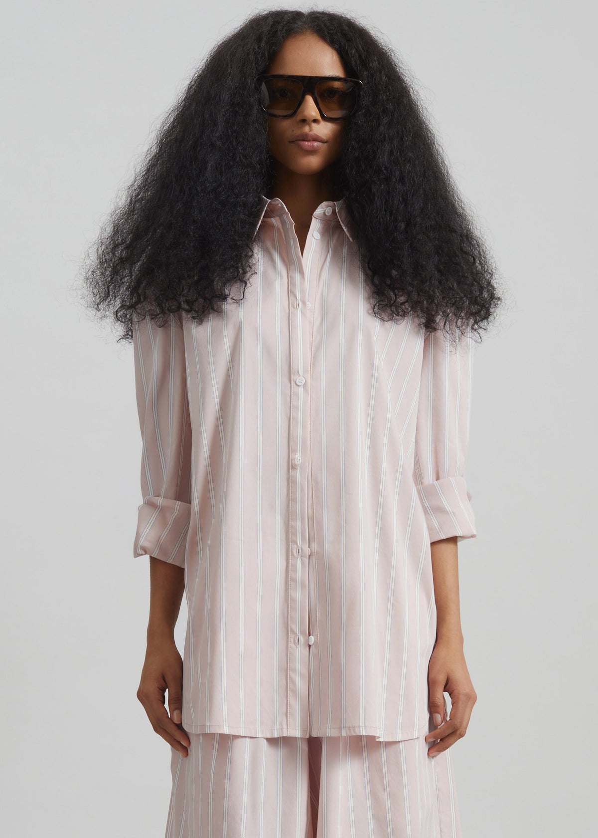 Oana Cotton Padded Shirt - Pink/White Stripes – view 4 of 7