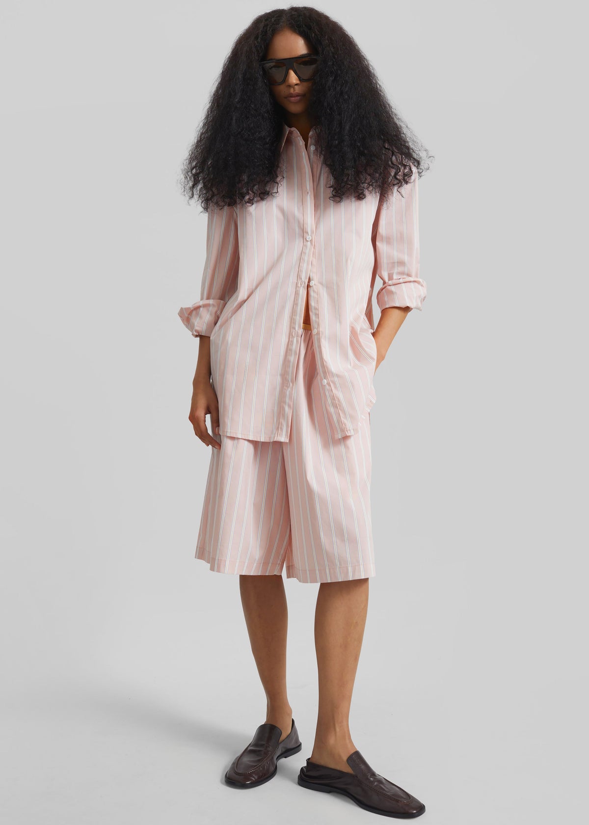 Oana Cotton Padded Shirt - Pink/White Stripes – view 5 of 7