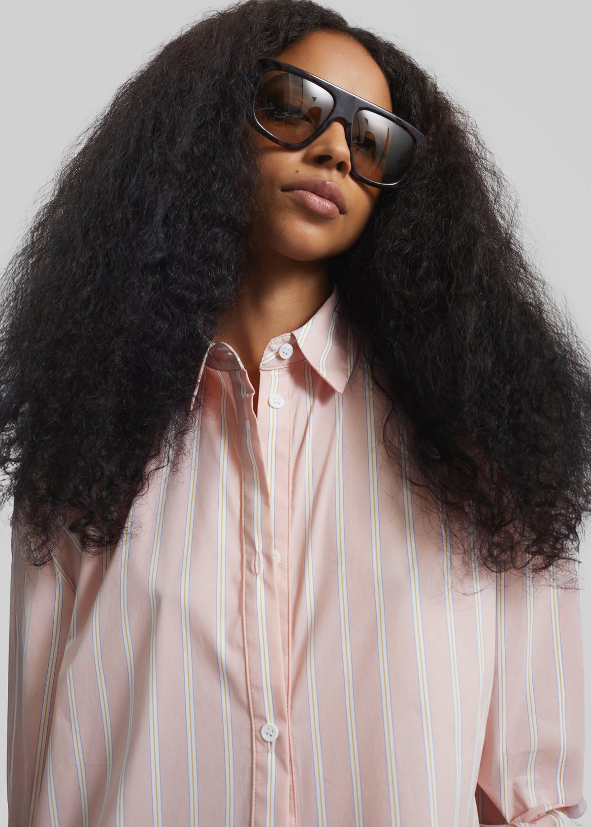 Oana Cotton Padded Shirt - Pink/White Stripes – view 2 of 7