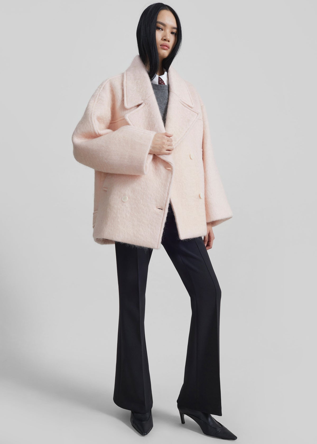 Odeone Brushed Wool Peacoat - Faded Pink – view 2 of 9