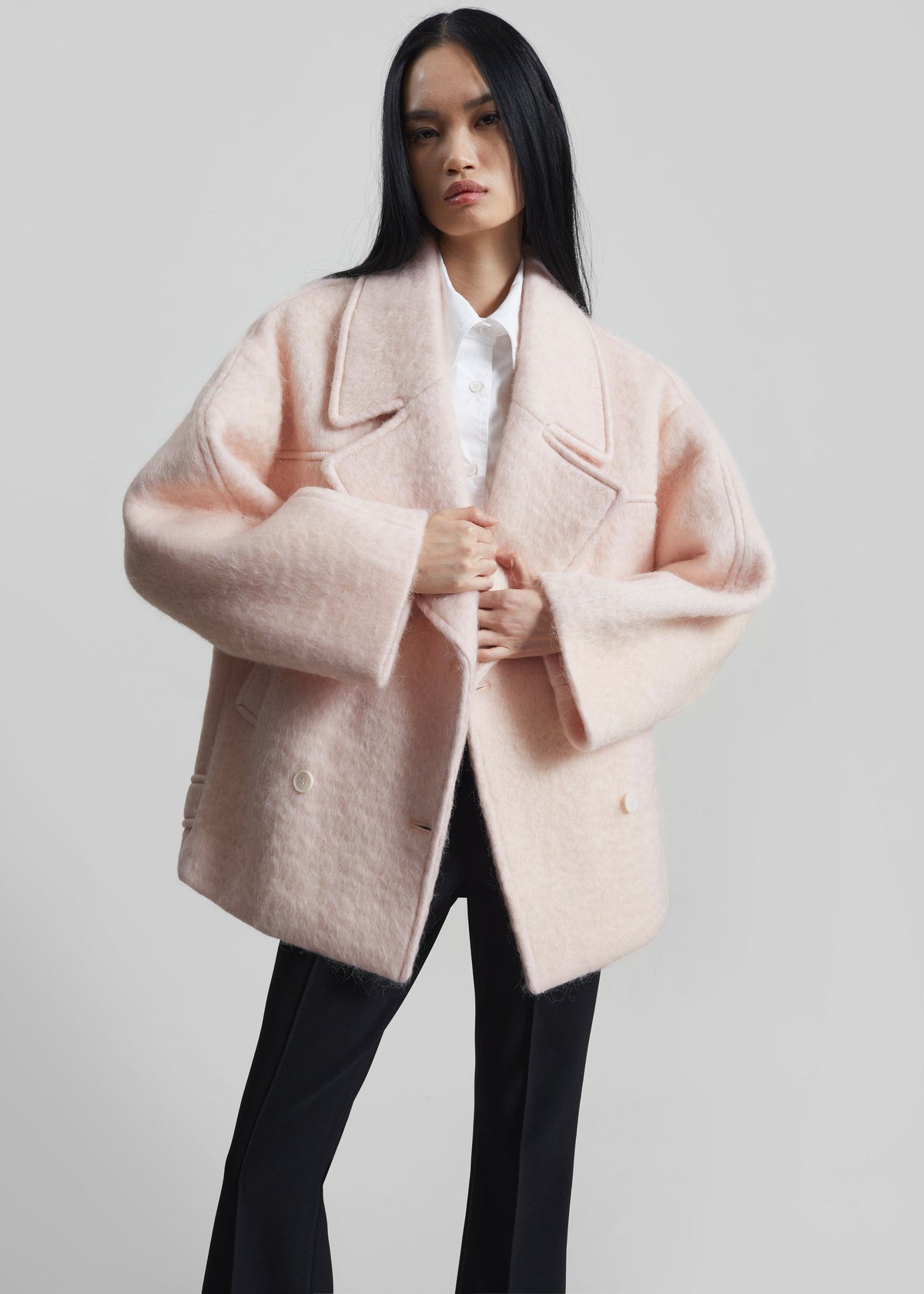 Odeone Brushed Wool Peacoat - Faded Pink – view 4 of 9