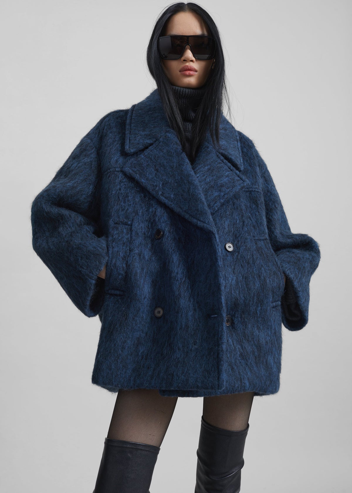 Odeone Brushed Wool Peacoat - Navy Melange – view 7 of 9