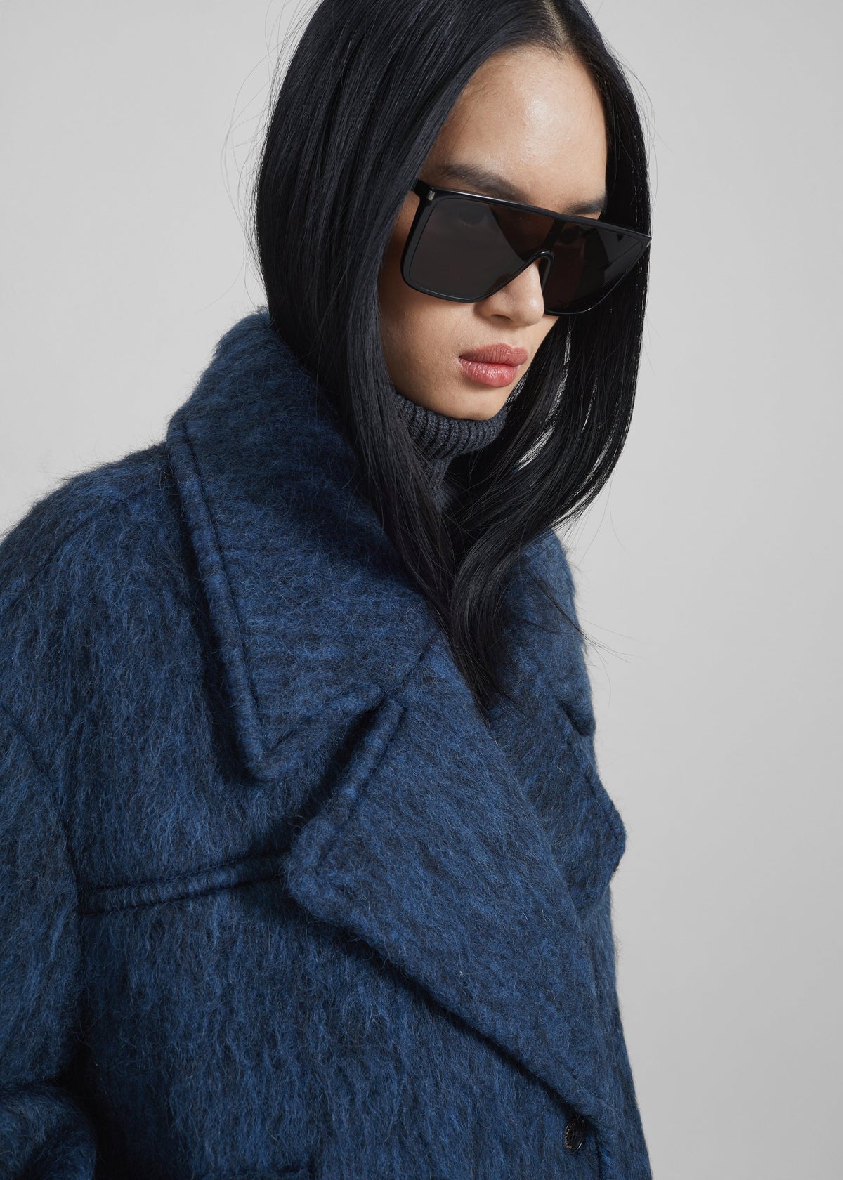Odeone Brushed Wool Peacoat - Navy Melange – view 5 of 9