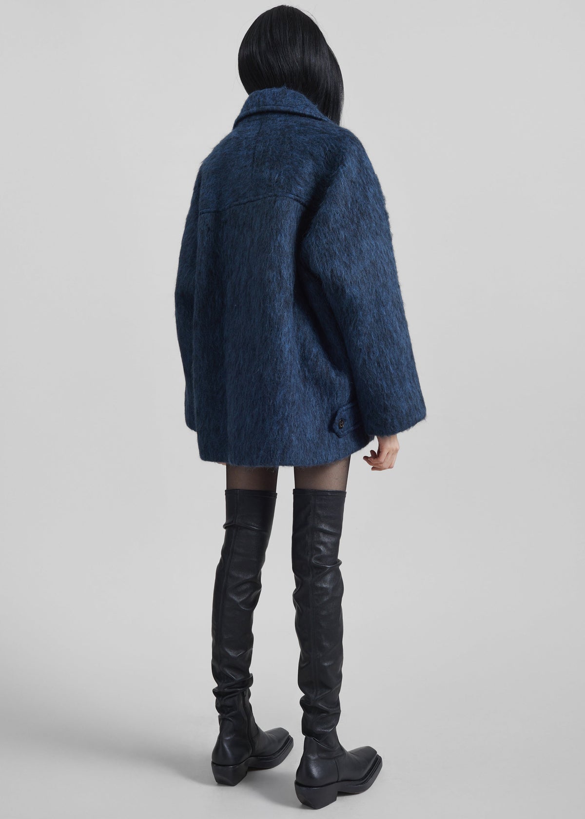 Odeone Brushed Wool Peacoat - Navy Melange – view 8 of 9