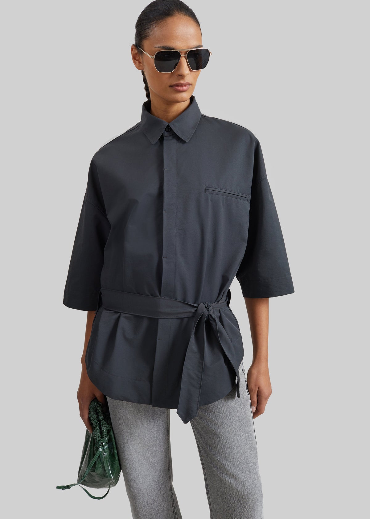 Odesa Belted Shirt - Charcoal – view 4 of 6
