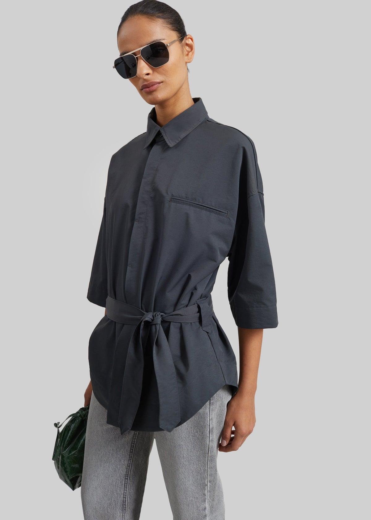 Odesa Belted Shirt - Charcoal – view 1 of 6