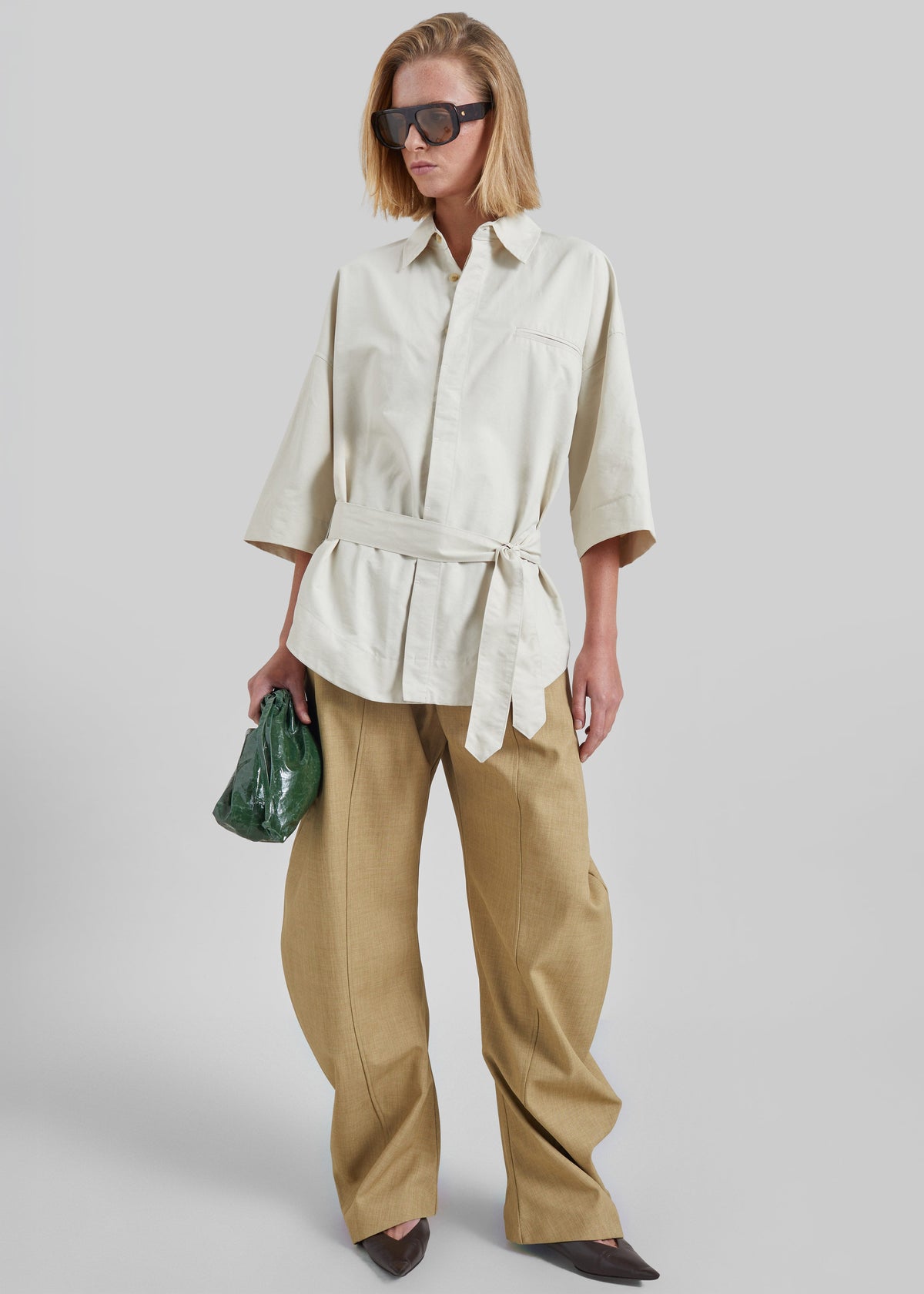 Odesa Belted Shirt - Light Beige – view 3 of 7
