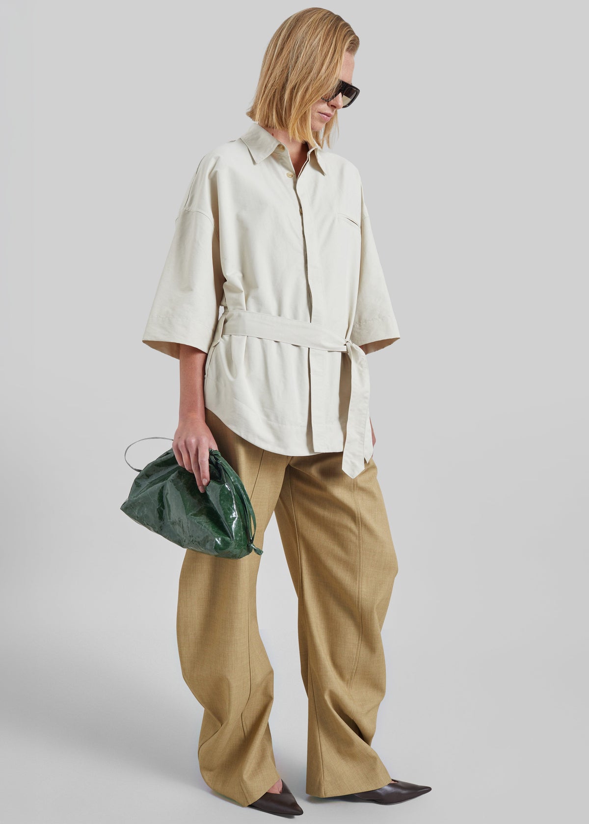 Odesa Belted Shirt - Light Beige – view 1 of 7