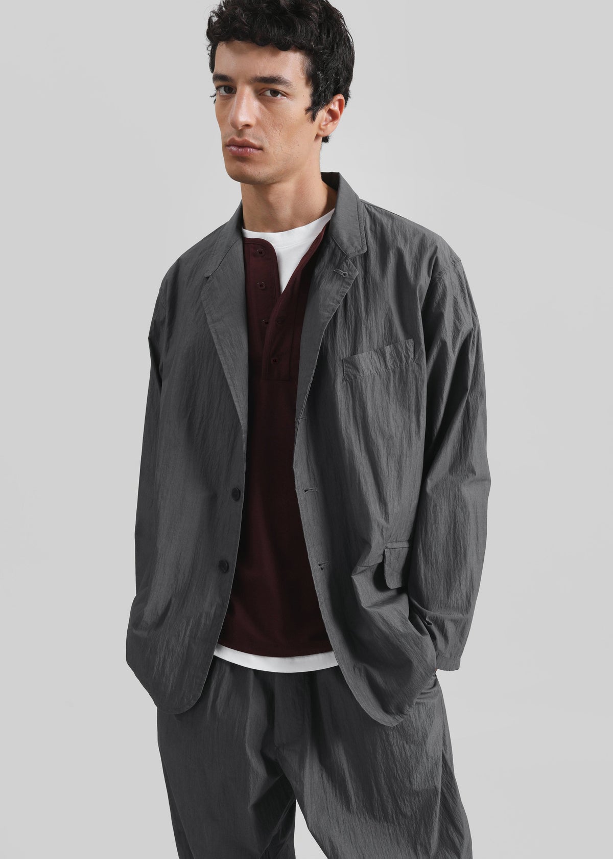 Ohio Crinkled Poplin Blazer - Slate Grey – view 2 of 10