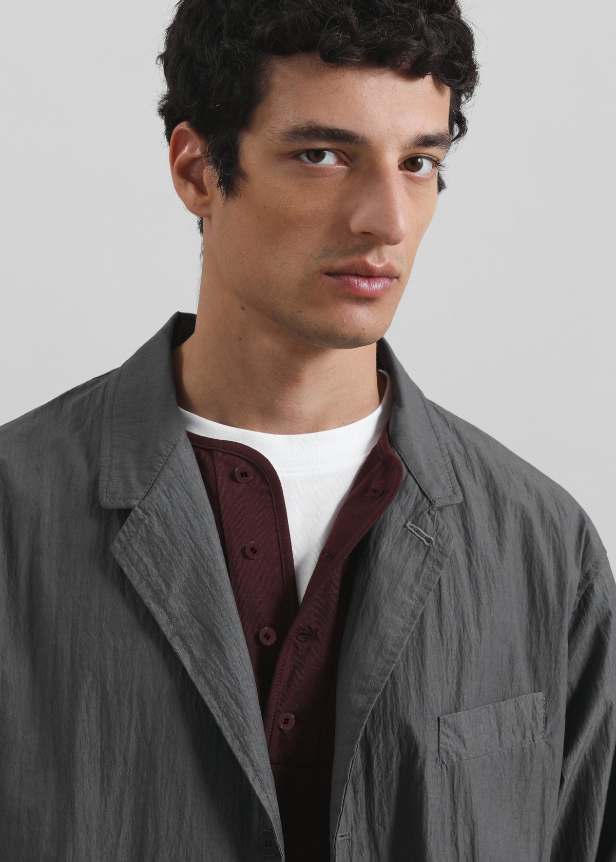 Ohio Crinkled Poplin Blazer - Slate Grey – view 3 of 10