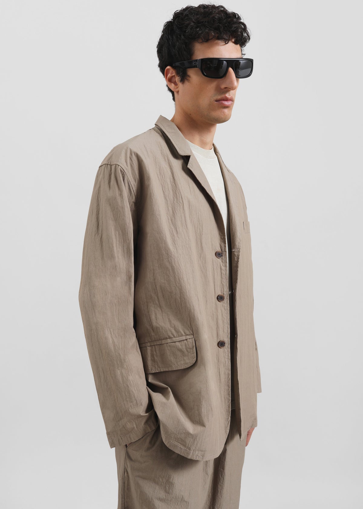 Ohio Crinkled Poplin Blazer - Taupe – view 4 of 13