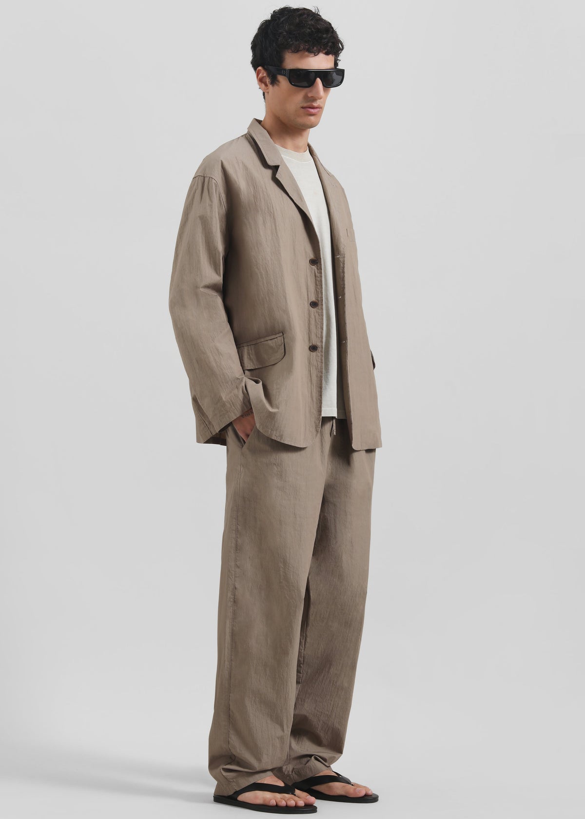 Ohio Crinkled Poplin Pants - Taupe – view 1 of 9