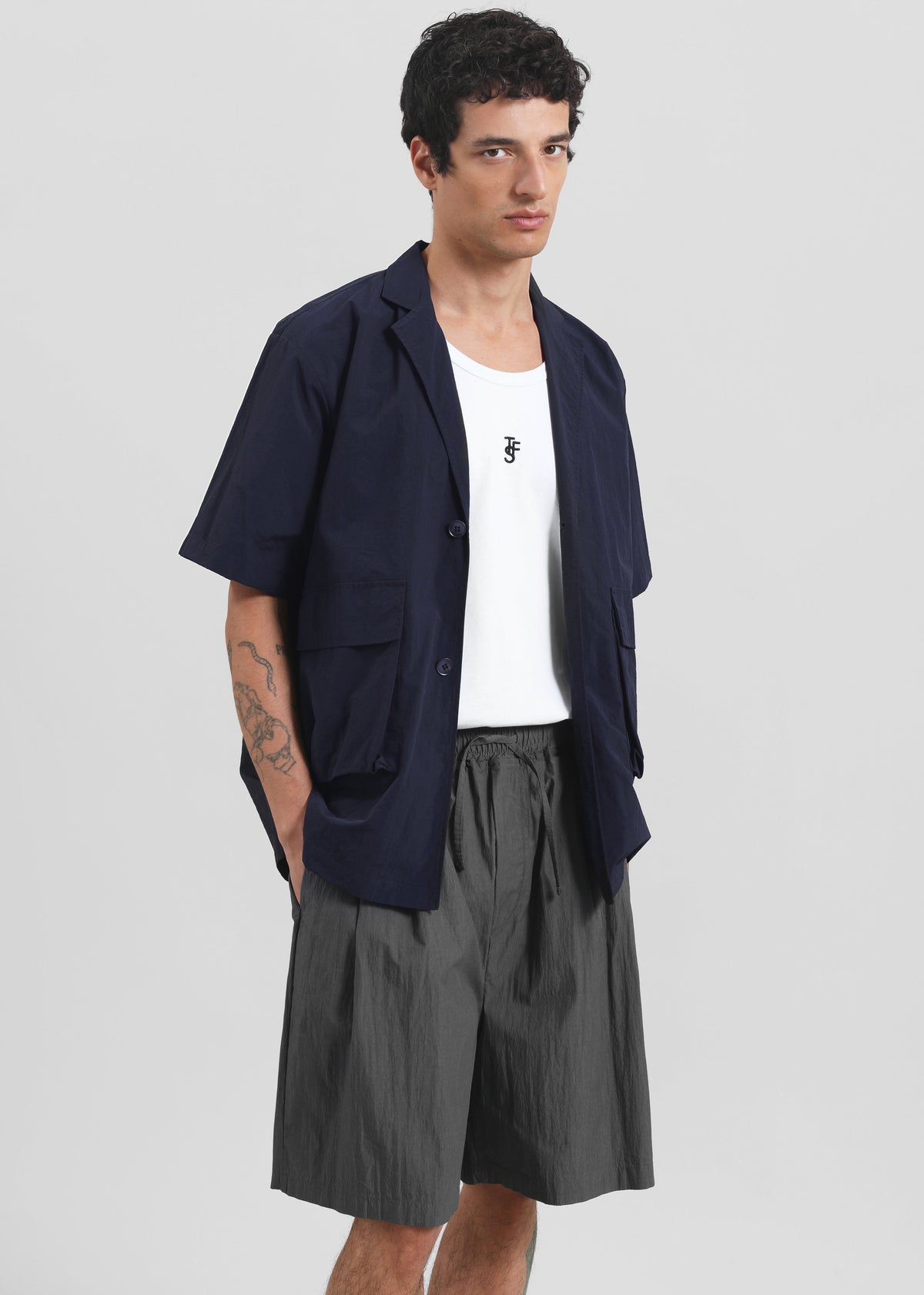 Ohio Crinkled Poplin Shorts - Slate Grey – view 1 of 7