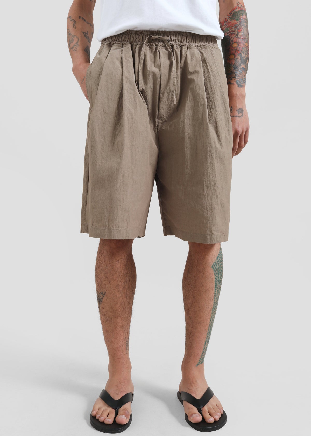 Ohio Crinkled Poplin Shorts - Taupe – view 1 of 9