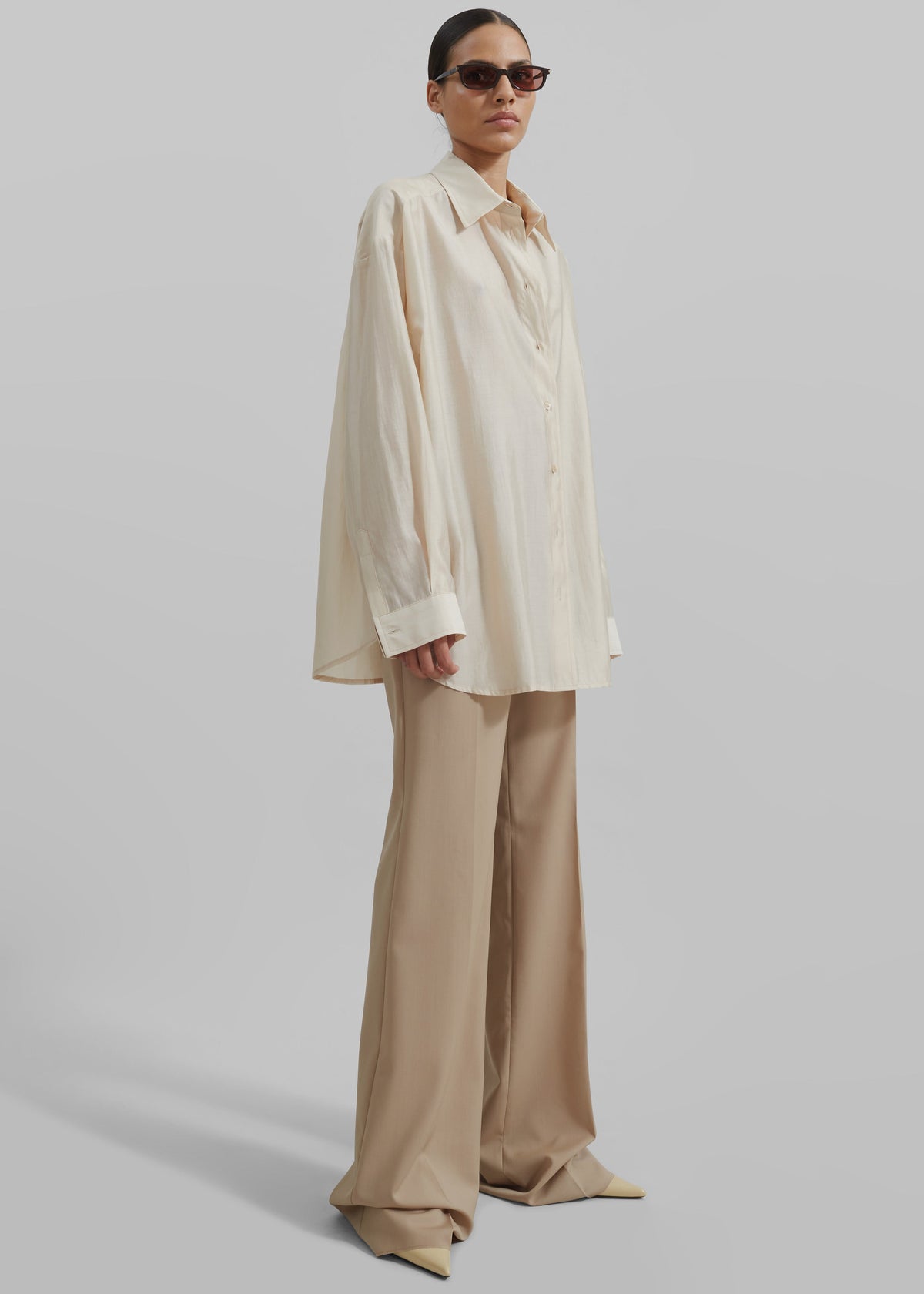 Ola Semi-Sheer Button Up Shirt - Ivory – view 4 of 8