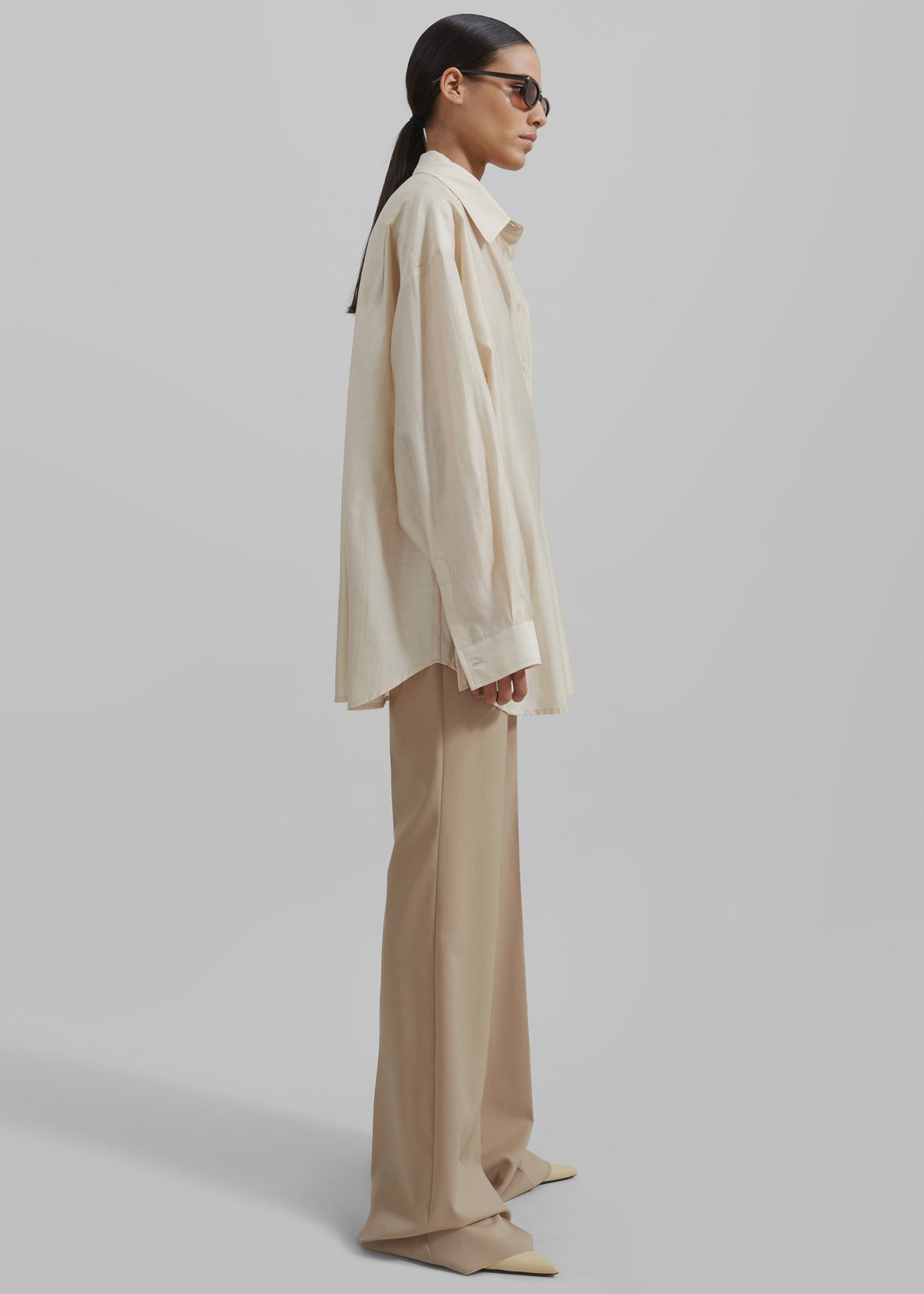 Ola Semi-Sheer Button Up Shirt - Ivory – view 5 of 8