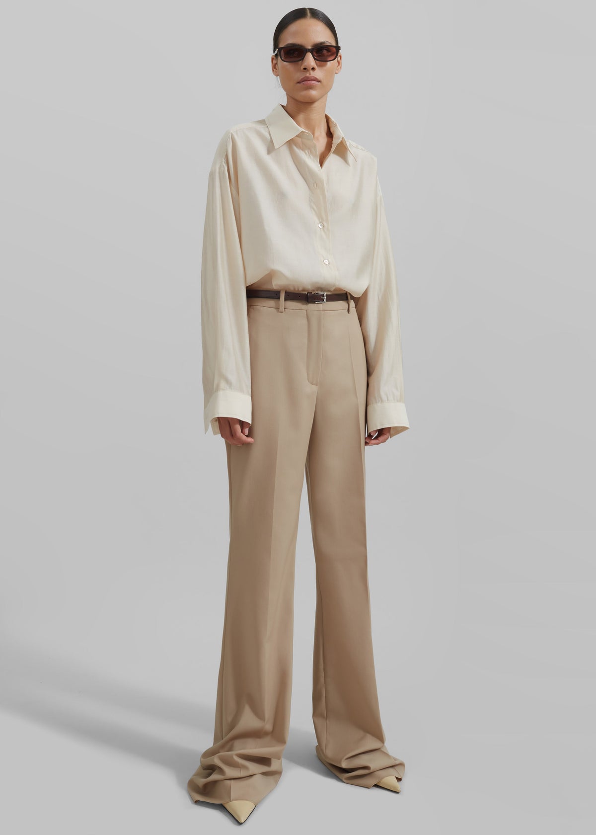 Ola Semi-Sheer Button Up Shirt - Ivory – view 6 of 8