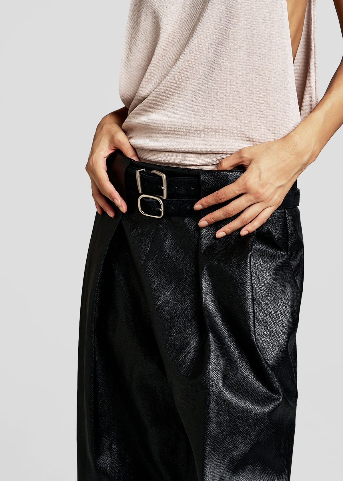 Olivet Faux Leather Trousers - Black – view 6 of 8