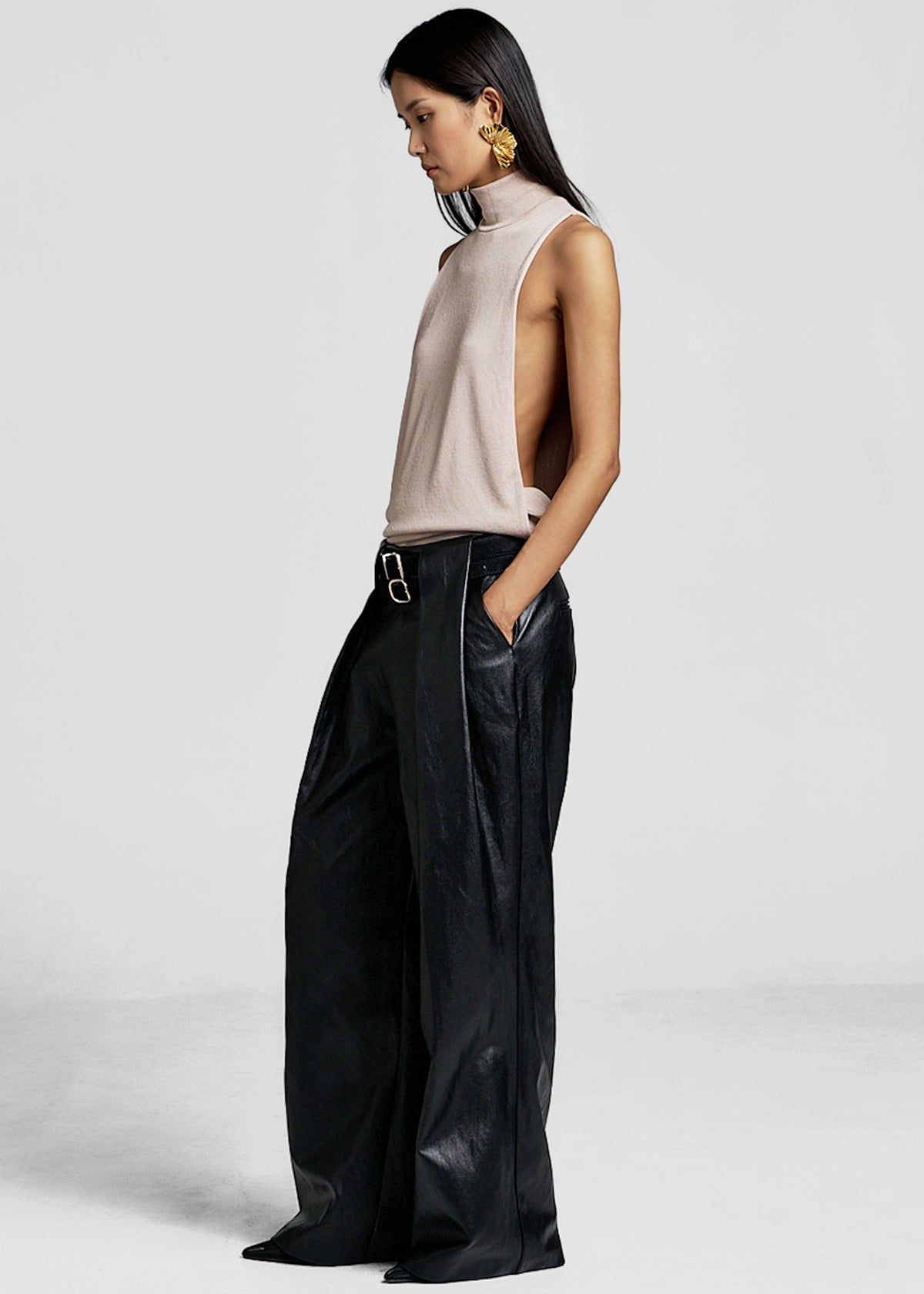 Olivet Faux Leather Trousers - Black – view 4 of 8