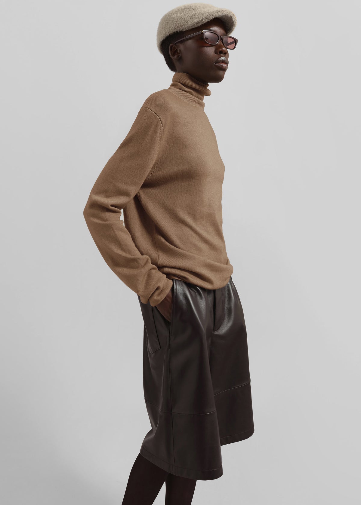 Olivia Leather Bermuda Shorts - Dark Brown – view 5 of 11