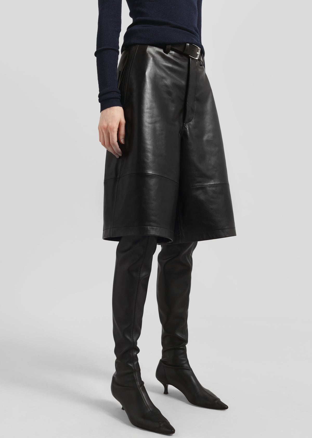 Olivia Leather Bermuda Shorts - Black – view 3 of 12