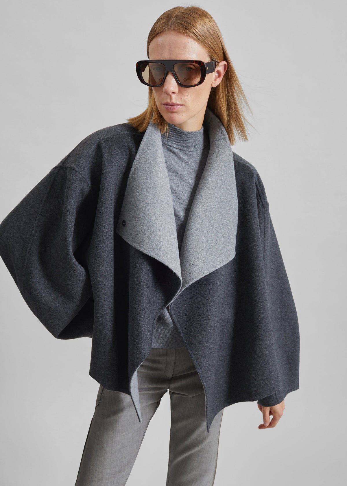 Onelle Wool Reversible Short Coat - Grey – view 4 of 7