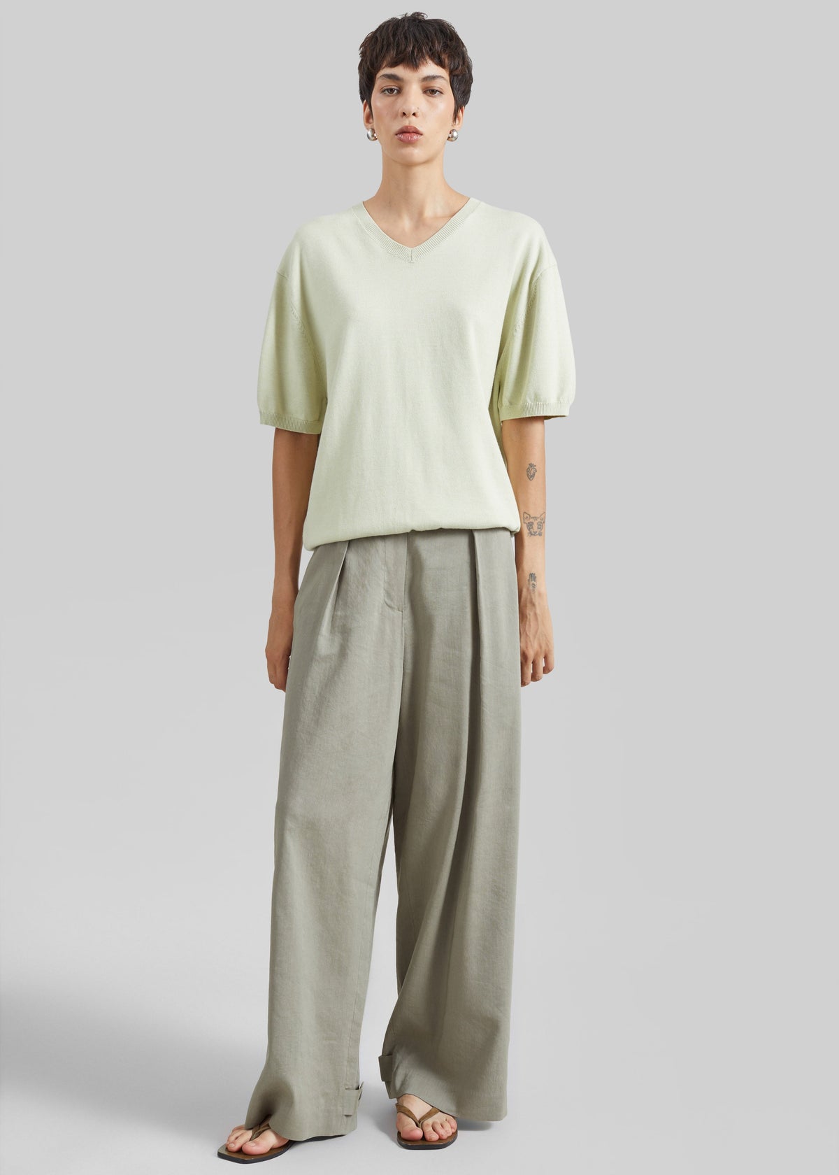 Ornan V-Neck Knit Pullover - Sage – view 2 of 7