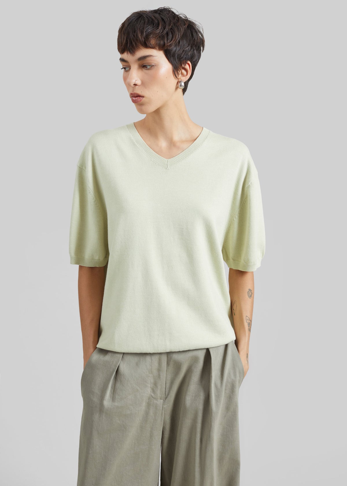 Ornan V-Neck Knit Pullover - Sage – view 1 of 7
