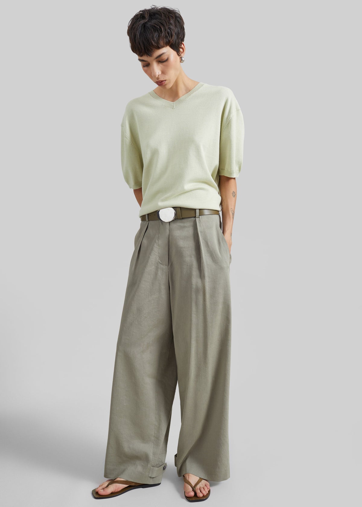 Ornan V-Neck Knit Pullover - Sage – view 5 of 7