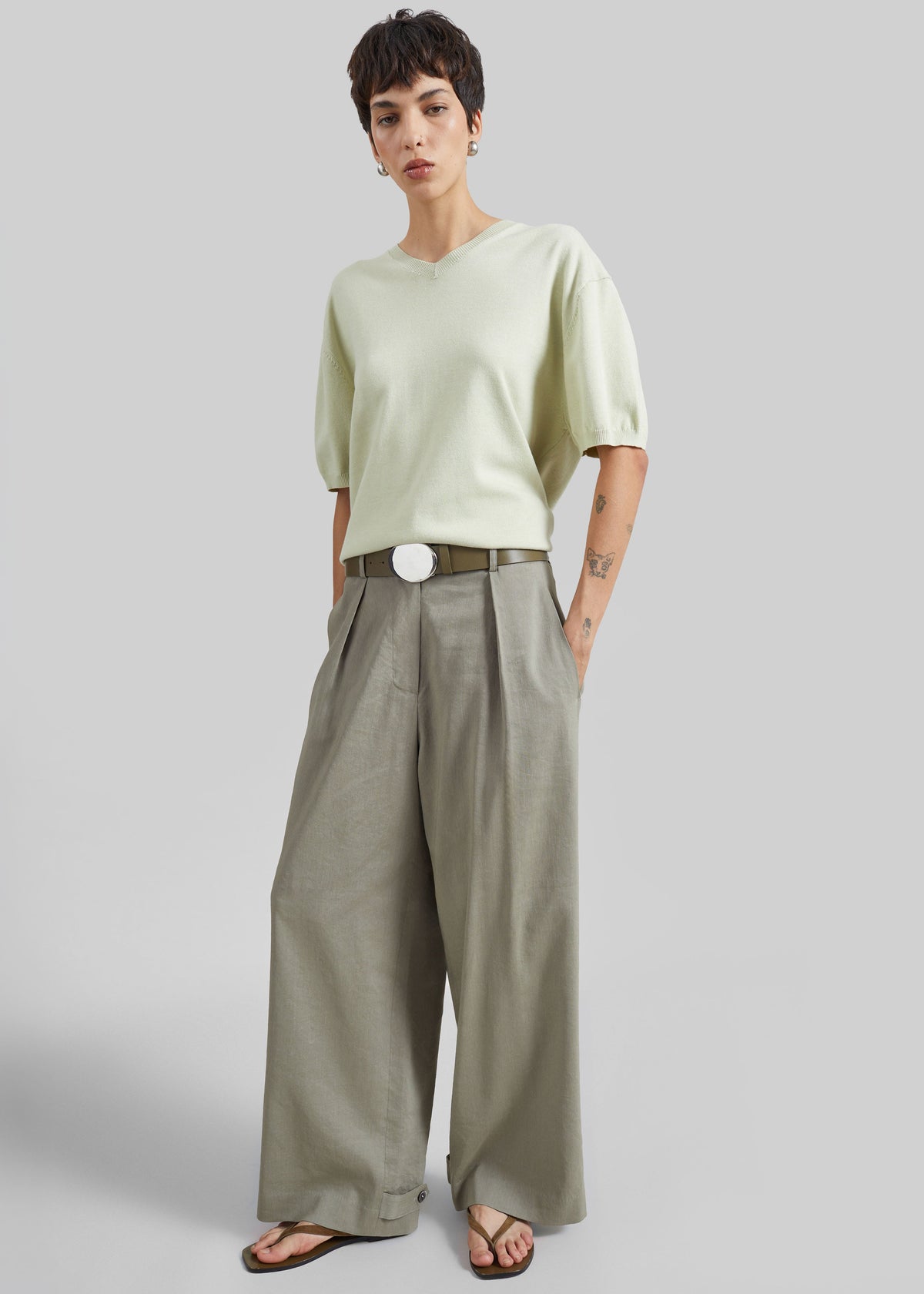 Ornan V-Neck Knit Pullover - Sage – view 4 of 7
